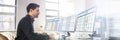 Data Analyst Man Using Spreadsheet Royalty Free Stock Photo
