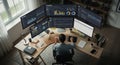 Data Analyst Working with Multiple Screens Royalty Free Stock Photo