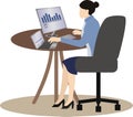 data Analyst Working With Spreadsheet Business Data On Computer and laptop vector illustration