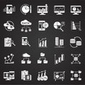 Data analysys icons set on black background for graphic and web design, Modern simple vector sign. Internet concept. Trendy symbol
