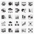 Data analysys icons set on squares background for graphic and web design, Modern simple vector sign. Internet concept. Trendy