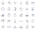 Data analysys line icons collection. Analytics, Statistics, Visualization, Interpretation, Mining, Filtering
