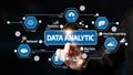 Data Analytic Concepts and Tools Represented Through Icons and Visual Elements Connecting Big Data, Machine Learning Royalty Free Stock Photo