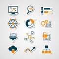 Data analytic icons paper cut set Royalty Free Stock Photo