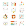 Data analytic silhouette icons Royalty Free Stock Photo