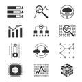 Data analytic silhouette icons