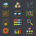 Data Analytic Web Site Server Icons on Stylish