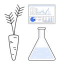 Data Analytics in Agriculture Featuring Plant, Science Flask, and Analytics Dashboard Royalty Free Stock Photo
