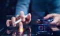 Data Analytics and Analyst working with computer in Business Management System to make report with KPI and metrics connected to Royalty Free Stock Photo