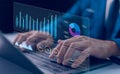 Data analytics automated with AI technology. Dashboard report KPI insights. Analyst use computer datum business analysis and Royalty Free Stock Photo