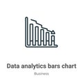 Data analytics bars chart with descendant line outline vector icon. Thin line black data analytics bars chart with descendant line