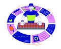 Data analytics business reports doodle illustration concept