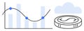 Data Analytics Chart with Bar Graph, Line Graph, Coin Icon, and Cloud Representation Royalty Free Stock Photo