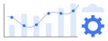 Data Analytics Chart with Growth Trendline and Gear Mechanism for Cloud Technology Visualization Royalty Free Stock Photo