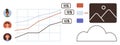 Data Analytics Chart with User Profiles, Growth Trends, Cloud Storage, and Visual Insights Royalty Free Stock Photo