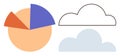 Data Visualization Elements with Pie Chart and Cloud Symbols for Analytics and Digital Storage Concepts Royalty Free Stock Photo