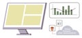 Data Analytics and Cloud Computing Concept with Monitor, Charts, and User Interface Elements Royalty Free Stock Photo