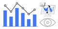 Data Analytics Concept with Graphs, Virtual Presentation, and Eye Symbol for Data Visualization Royalty Free Stock Photo