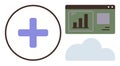 Data Analytics Console with Growth Chart, Cloud Computing, and Plus Sign for Integration Royalty Free Stock Photo