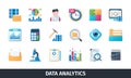 Data analytics 3d vector icon set