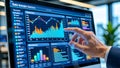 Data analytics dashboard with business charts and graphs on a modern computer Royalty Free Stock Photo