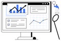 Data Analytics Dashboard with Charts, Metrics, and Graphs Displayed on Desktop Monitor Royalty Free Stock Photo