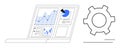 Data Analytics Dashboard with Charts and Settings Gear for Optimization Royalty Free Stock Photo
