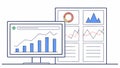 Data Analytics Dashboard on a Computer Screen Vector Art, vector design Generative AI Royalty Free Stock Photo