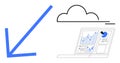 Data Analytics Dashboard Connected to Cloud with Downward Trend Arrow Royalty Free Stock Photo