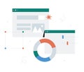 Data Analytics Dashboard With Charts And UI Elements In Flat Vector Illustration Symbolizing Web Analytics, Performance Royalty Free Stock Photo