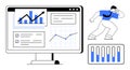 Data Analytics Dashboard with Graphs, Bar Chart, and Business Growth Concept Royalty Free Stock Photo