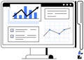Data Analytics Dashboard with Growth Charts, Checklists, and Graphs on Computer Screen Royalty Free Stock Photo
