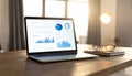 Data Analytics Dashboard on a Modern Laptop Screen Royalty Free Stock Photo