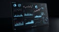 Data analytics dashboard with multiple charts and graphs, displayed against a sleek Royalty Free Stock Photo