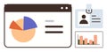 Data analytics dashboard with pie chart, bar graph, and user ID badge Royalty Free Stock Photo