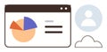 Data Analytics Dashboard with Pie Chart, User Icon, and Cloud Storage Symbol Royalty Free Stock Photo