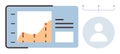 Data Analytics Dashboard with Profile Icon and Line Graph Visualization for User Insights Royalty Free Stock Photo