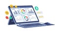 Data Analytics Dashboard on a Tablet: Charts, Emojis and Ratings for Business Insights Royalty Free Stock Photo