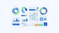 Data Analytics Dashboard UI Kit, Charts and Graphs Elements Royalty Free Stock Photo