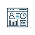 Data Analytics Dashboard with User Profile, Graph, and Time Clock Icon Royalty Free Stock Photo