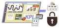 Data Analytics Dashboard Visualizing Metrics, KPIs, and Security Strategy with Lock Representation Royalty Free Stock Photo