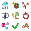 Data Analytics Doodle Icons Pack Royalty Free Stock Photo