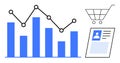 Data Analytics and E-commerce Concept with Bar Chart, Line Graph, Shopping Cart, and Profile Overview Royalty Free Stock Photo