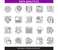 Data analytics editable stroke icon set
