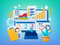Data analytics financial 3d concept. Retail market charts, digital audit graphs. Finance marketing analysis, business Royalty Free Stock Photo
