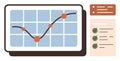 Data Analytics Graph with Growth Trend Line and Checklist for Business Insights Royalty Free Stock Photo