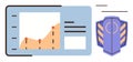 Data Analytics Graphic with Shield Symbolizing Protection and Secured Information Royalty Free Stock Photo
