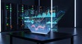 Data Analytics Hologram Server Room, Big Data Visualization Royalty Free Stock Photo