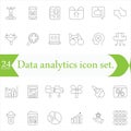 Data analytics icon set. Containing database, statistics, analytics, server, monitoring, computing, network and more. Vector