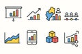 Data Analytics Icons Set: Charts, Graphs, Maps and People for Business Diagrams Royalty Free Stock Photo